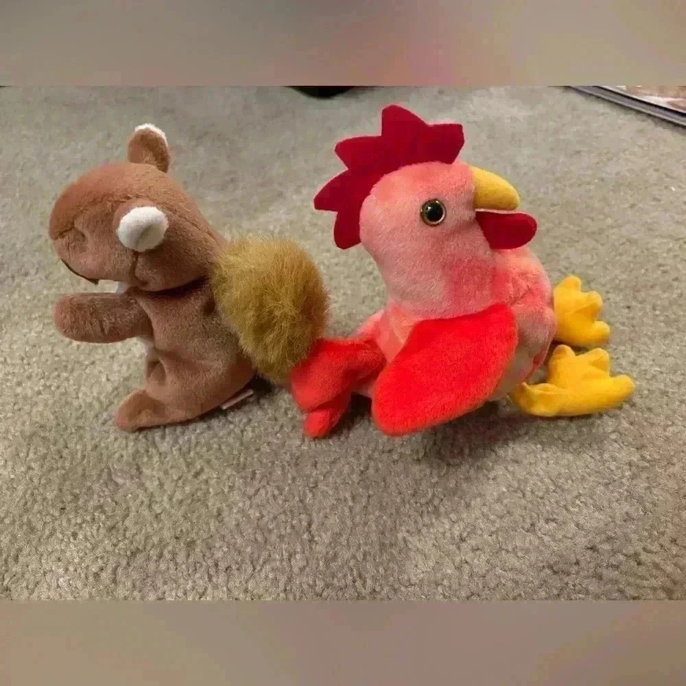 Lot Of 2 Ty Rooster Doodle And Squirrel Nuts- 1996